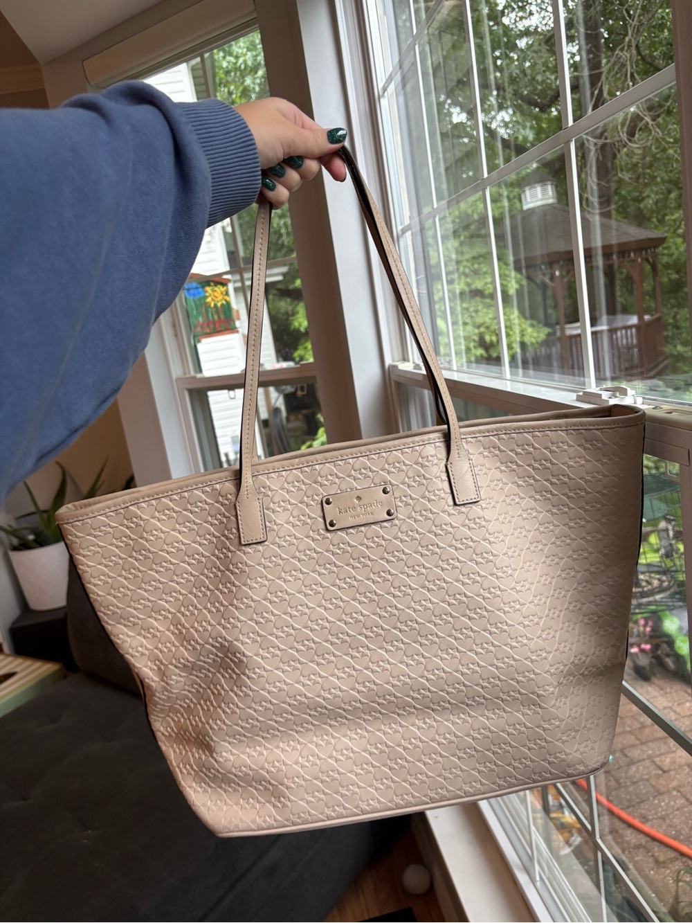 kate spade penn place margareta embossed Beige Leather Tote bag purse
